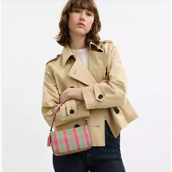 Coach Nolita 19 With Plaid Print Bag Wristlet Purse In Pink Multi CBK65 NWT - Picture 8 of 8
